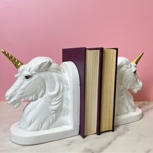 Vintage Ceramic Bookends Unicorn Design Retro Whimsical Mid-Century Home Decor
